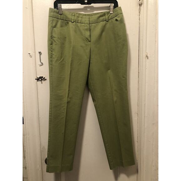 Larry Levine Green Cotton Blend Pants 2 Side and 2 Back Pockets Size 10 - Picture 1 of 8